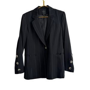 Bern and Mort Oversized Black Pinstripe Blazer Jacket With Button Cuffs Size 10